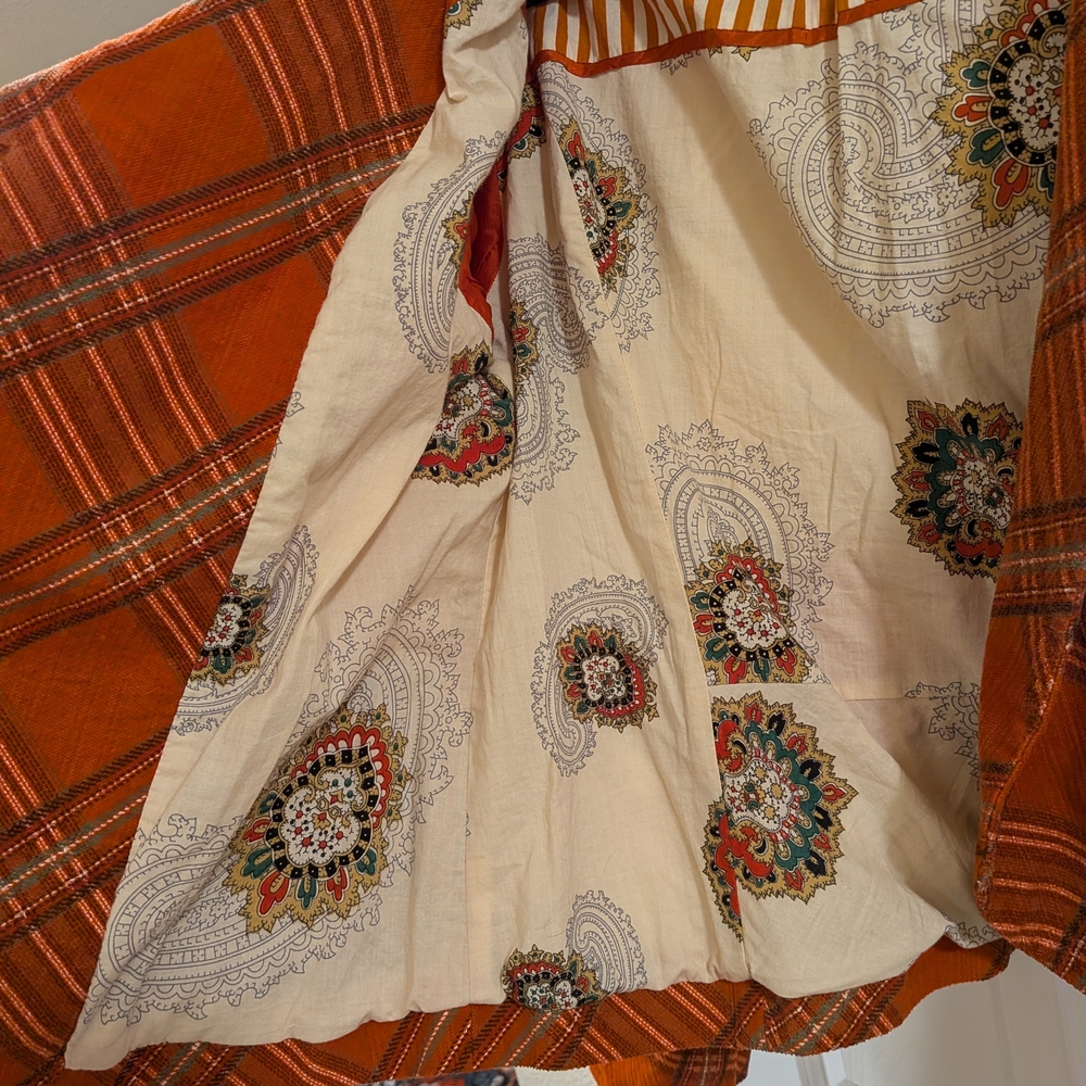 Anthropologie Orange Plaid Blazer - Picture 3 of 6